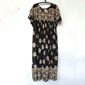 Vintage La Lingerie Lounge Dress Maxi Caftan Muumuu Size M 100% Cotton India